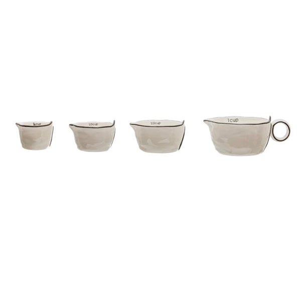 Stoneware Measuring Cups, White with Black Rim - Juniper Collective LLC