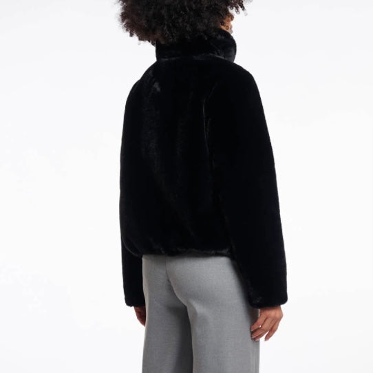 Sallie Faux Fur Coat in Black - Juniper Collective LLC