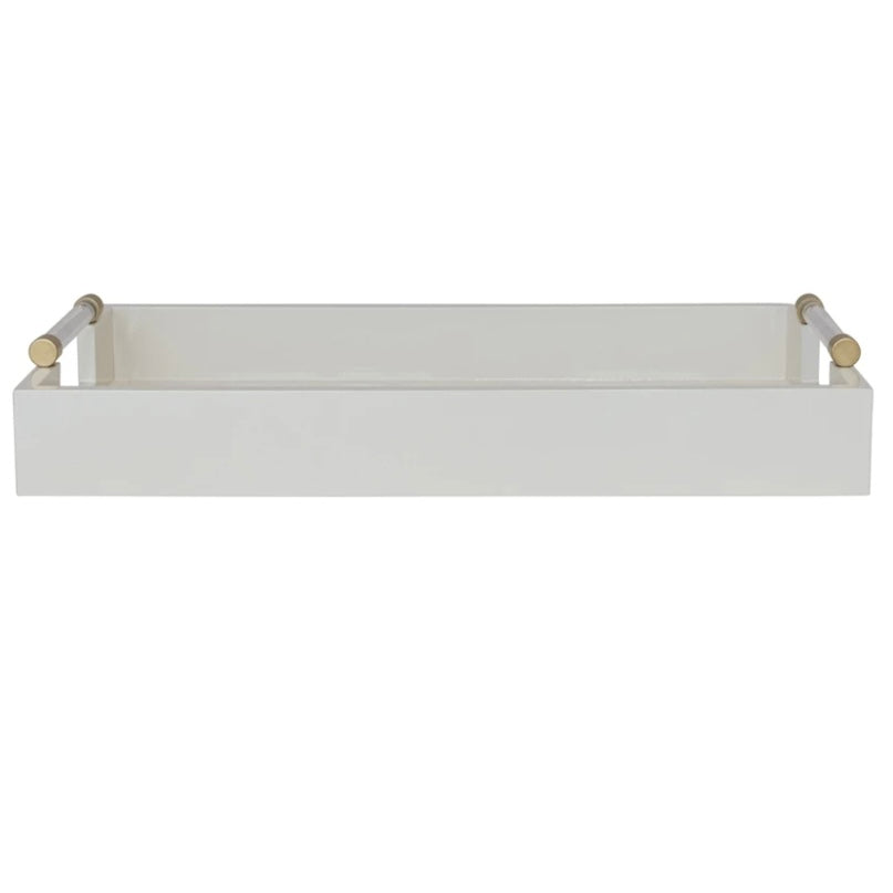 Lacquered Tray with Acrylic & Metal Handles - Thumbnail 3