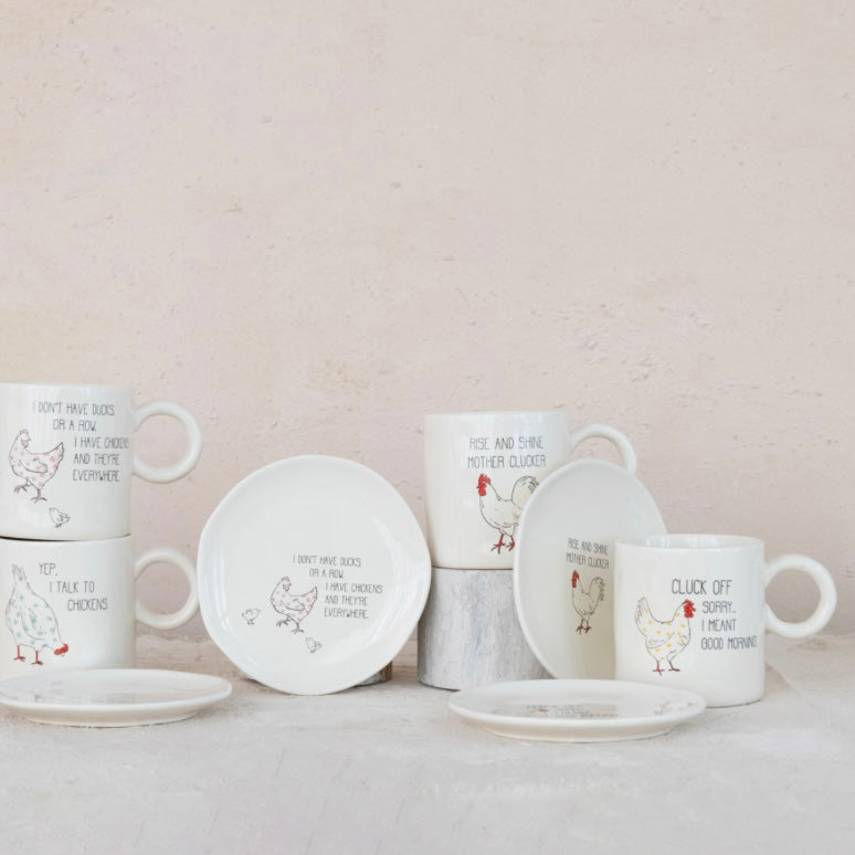 Stoneware Mug With Chicken Sayings - Juniper Collective LLC