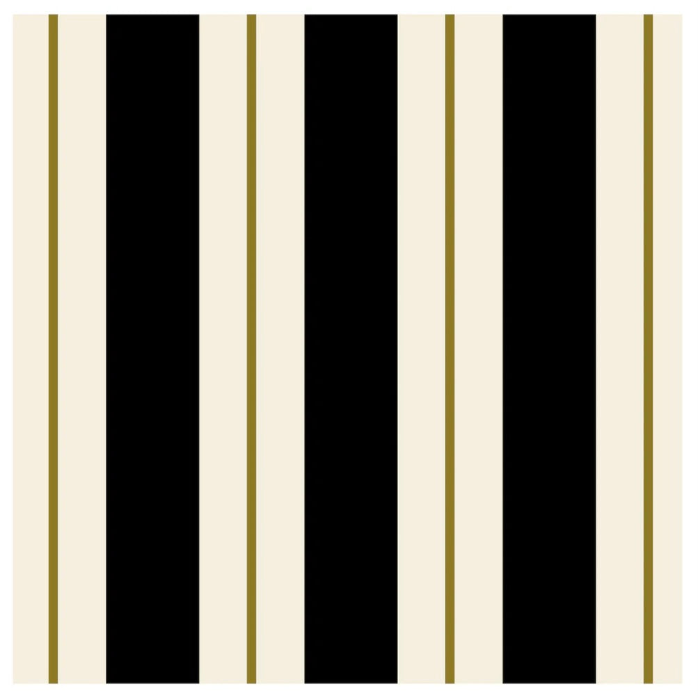Black & Gold Awning Stripe Cocktail Napkins