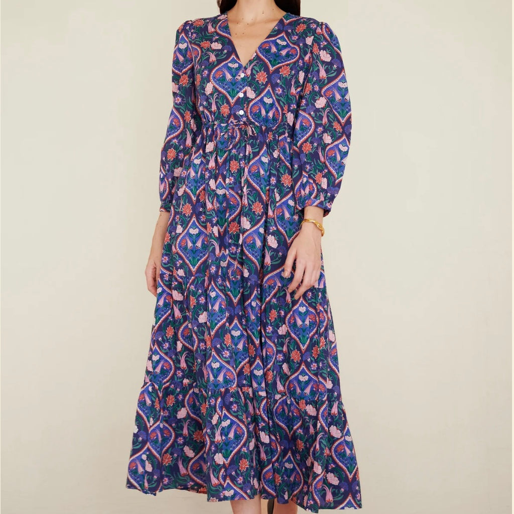 Castor Dress in Persian Tile Lapis - Juniper Collective LLC