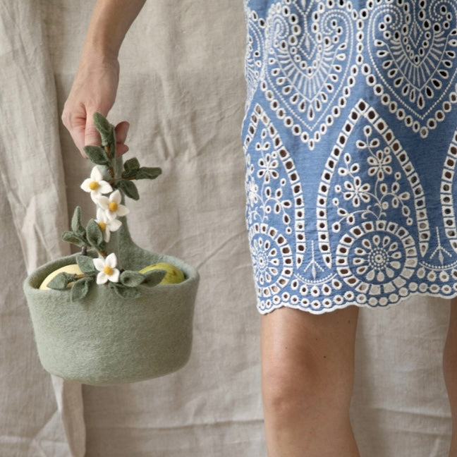Felt Basket with Flower Garland - Juniper Collective LLC