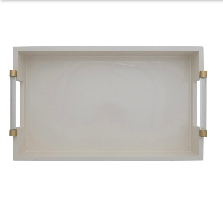 Lacquered Tray with Acrylic & Metal Handles
