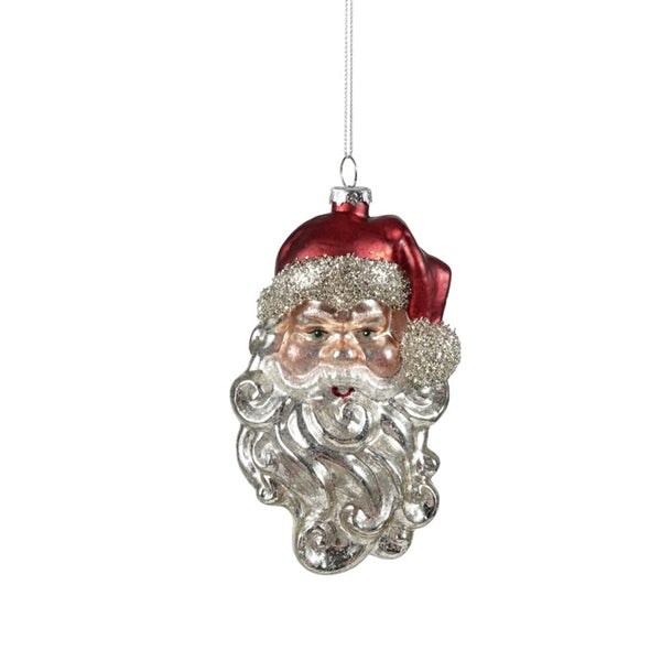 Mercury Glass Santa Head Ornament - Juniper Collective LLC