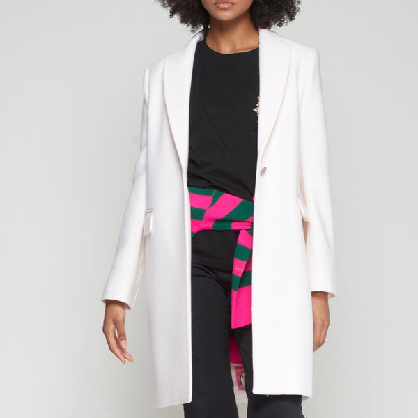 Ecru Jacket with Contrast Pink Collar - Juniper Collective LLC
