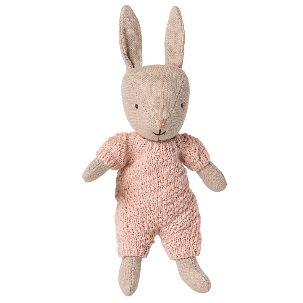 Maileg Micro Rabbit with Rose Knitted Suit - Juniper Collective LLC