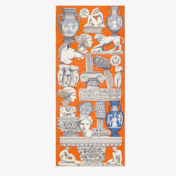 French Scarf Louvre Archives in Orange - Juniper Collective LLC