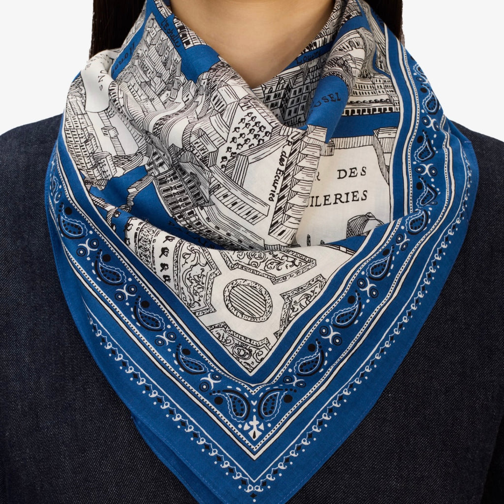 French Square Scarf in Louvre Blue - Juniper Collective LLC