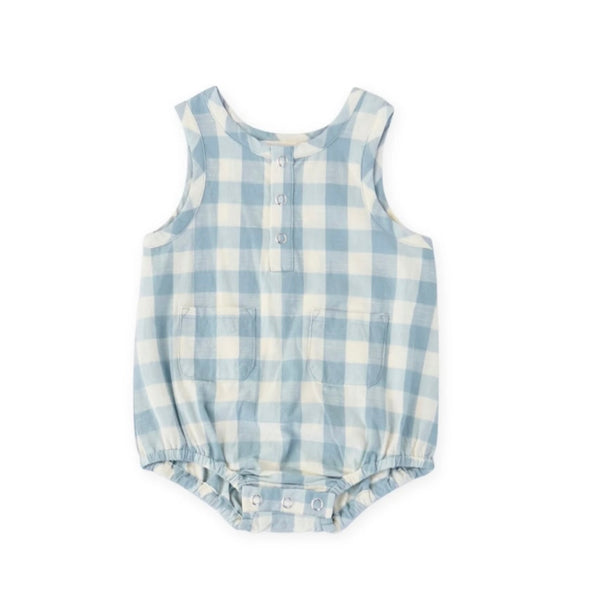 Blue Check Pocket Onesie - Juniper Collective LLC