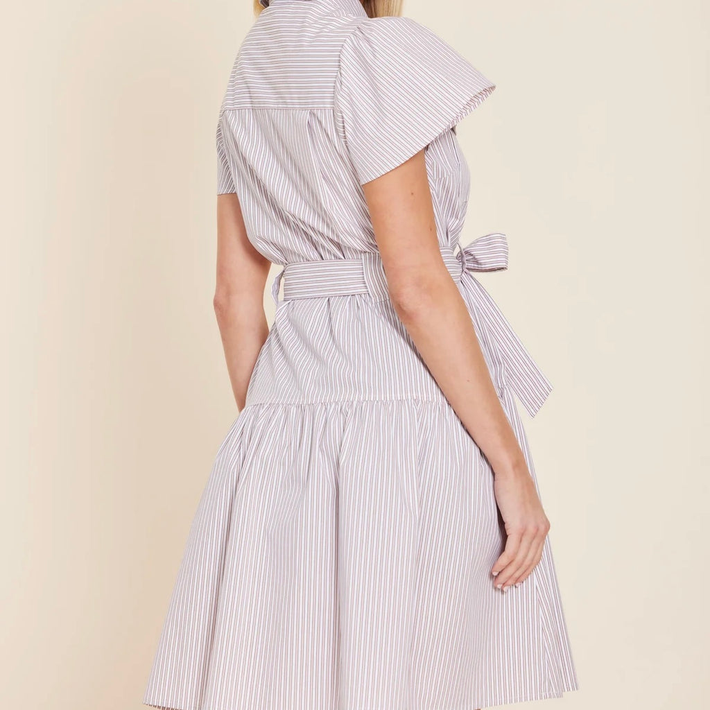 Striped Belted Dress in Pink - Juniper Collective LLC