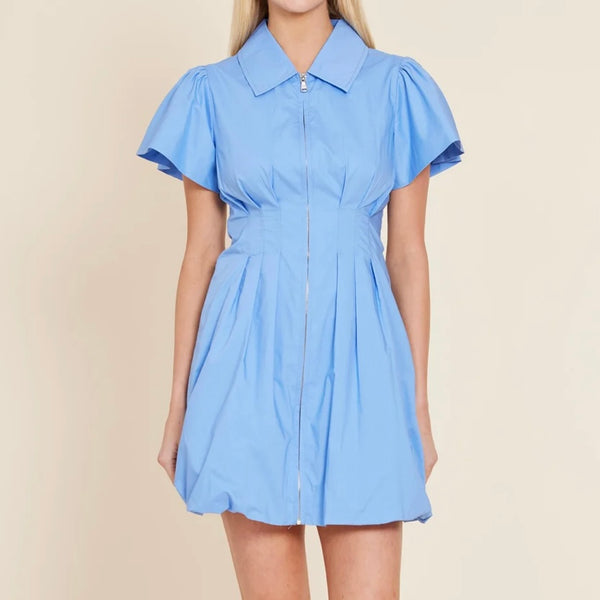 Poplin Zip Bubble Dress - Juniper Collective LLC