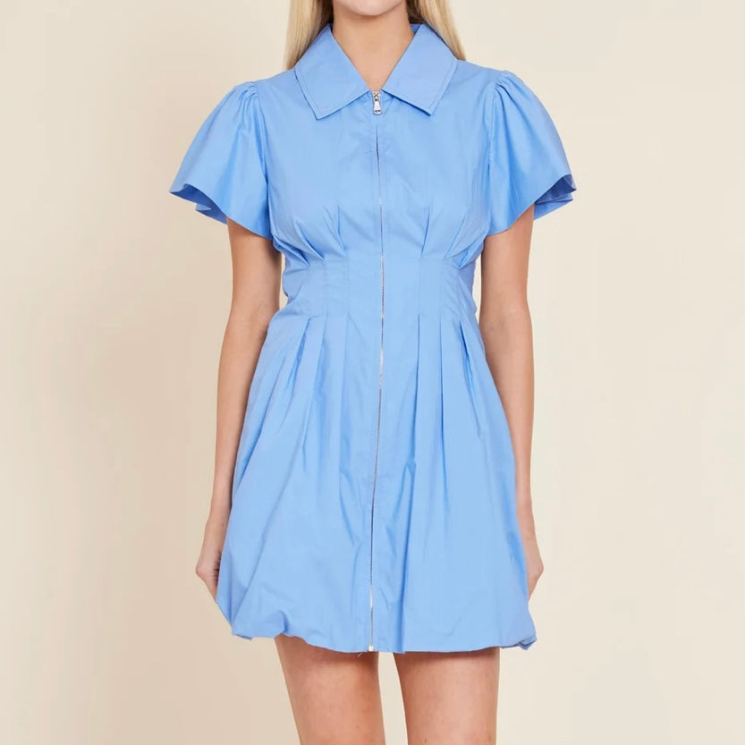 Poplin Zip Bubble Dress - Juniper Collective LLC