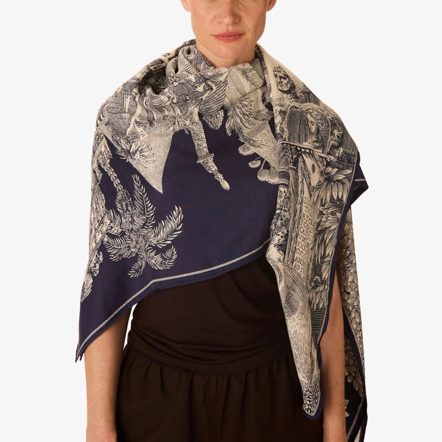 French Scarf Piranesi in Navy - Juniper Collective LLC