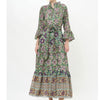 Ruffle Collar Matera Maxi Dress in Green - Juniper Collective LLC