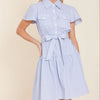 Striped Belted Dress in Blue - Juniper Collective LLC