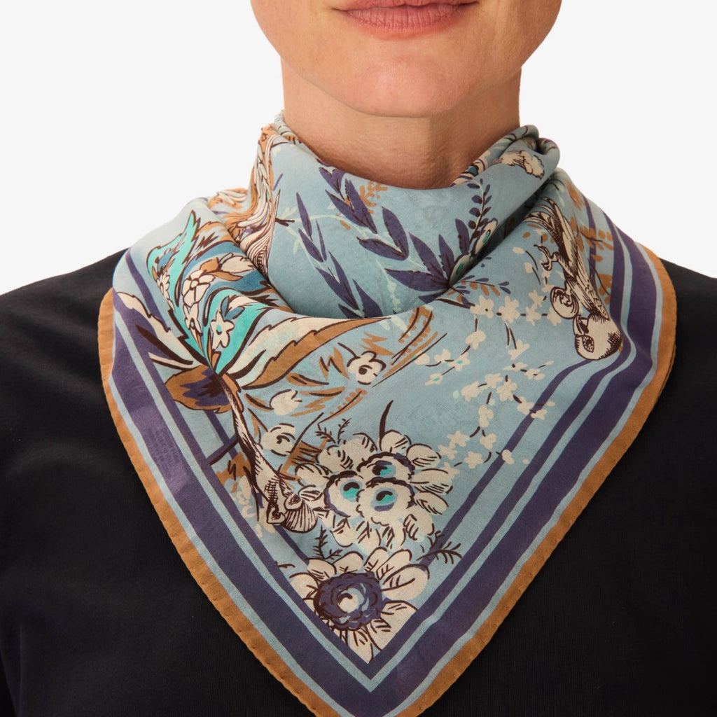 French Square Scarf in  Pagode Denim - Juniper Collective LLC