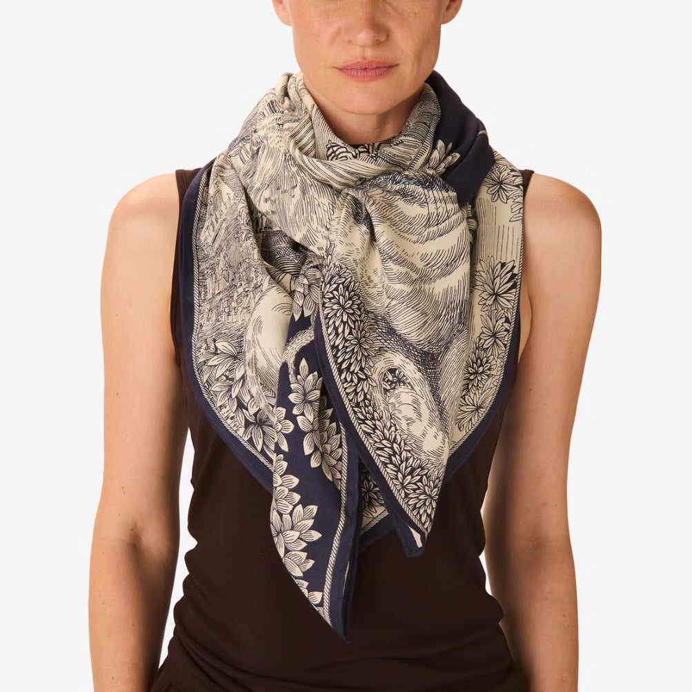 French Scarf Piranesi in Navy - Juniper Collective LLC