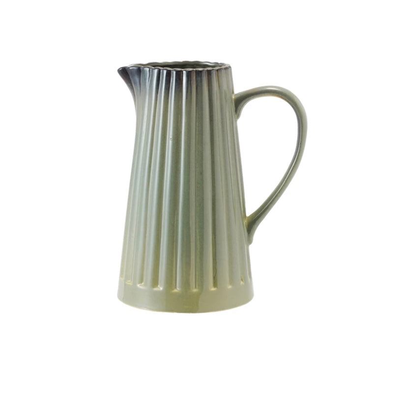 Stoneware Ribbed Pitcher - Thumbnail 2