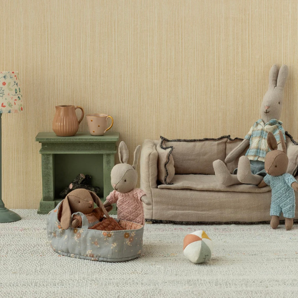 Maileg Micro Rabbit with Rose Knitted Suit - Juniper Collective LLC