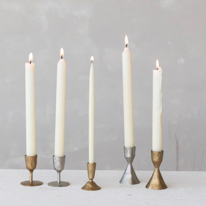 Small Metal Taper Holder in Antique Brass - Juniper Collective LLC