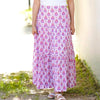 Block Printed Tiered Skirt in Purple-White - Juniper Collective LLC
