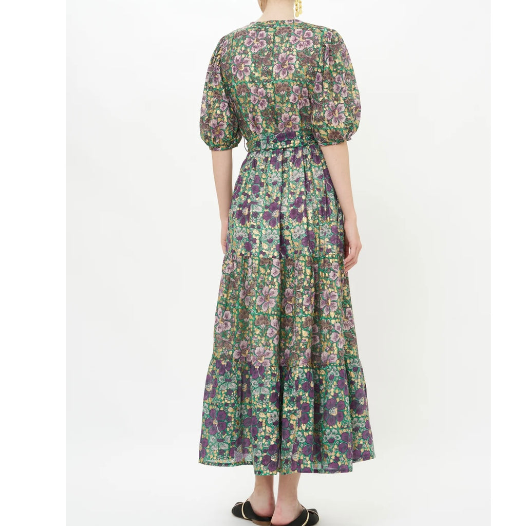 Puff Sleeve Matera Maxi Dress in Green - Juniper Collective LLC