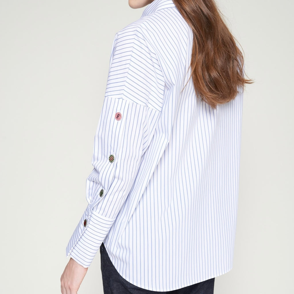 Striped Shirt with Fun Buttons - Juniper Collective LLC