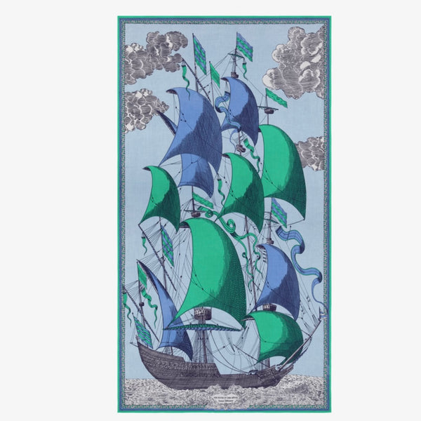 French Scarf in Des Rives Et Des Reves Green - Juniper Collective LLC