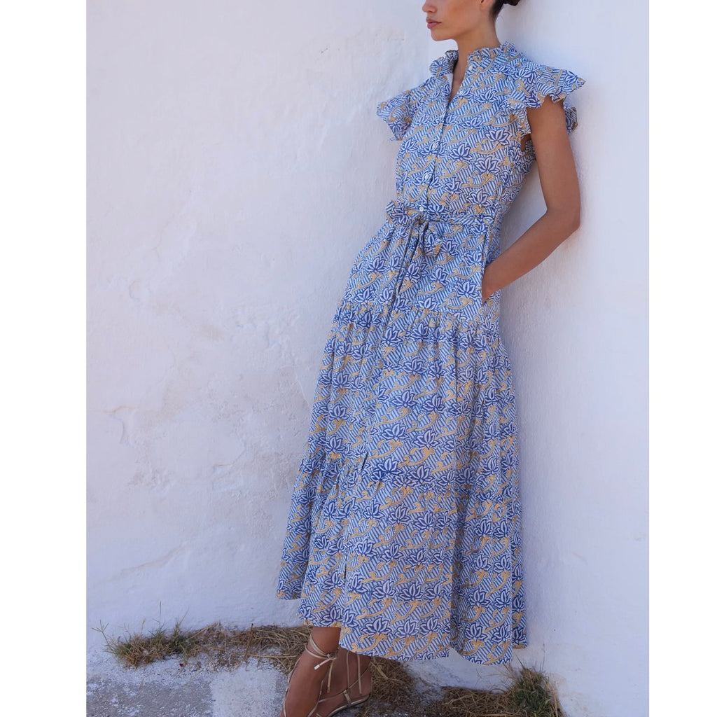 Florence Ruffle Collar Maxi Dress - Juniper Collective LLC