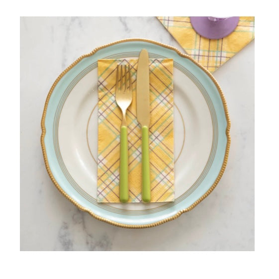 Yellow Plaid Guest Napkin - Juniper Collective LLC