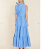 Poplin Tie Neck Tiered Maxi Dress - Juniper Collective LLC