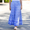 Block Printed Tiered Skirt in Blue/White - Juniper Collective LLC