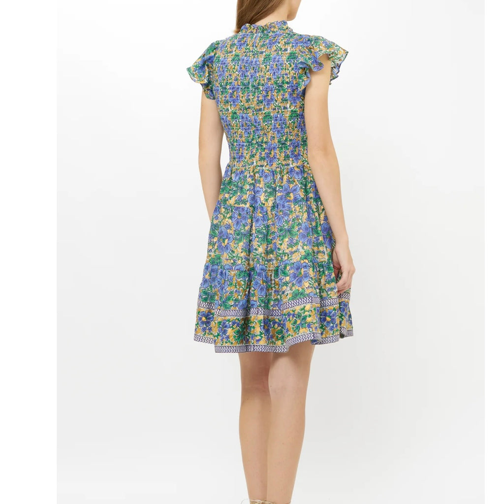 Matera Blue Smocked Flirty Short Dress - Juniper Collective LLC