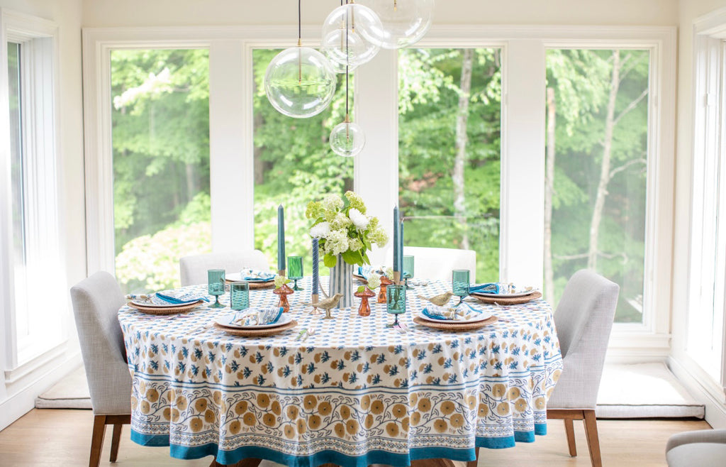 Gaya Teal & Marigold Tablecloth - Thumbnail 4