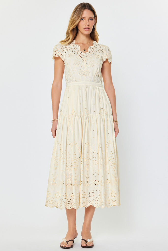 Eloise Eyelet Maxi Dress in Ivory - Juniper Collective LLC
