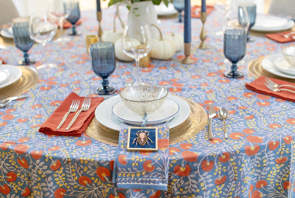 Cactus Flower Blue & Poppy Napkins - Thumbnail 3