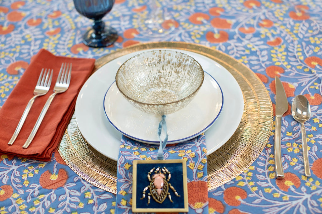 Cactus Flower Blue & Poppy Napkins - Thumbnail 4