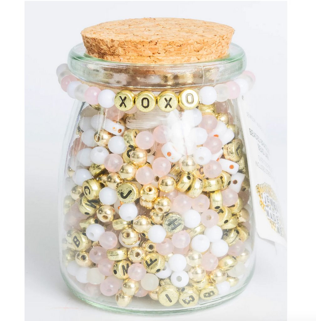 XOXO Gold and Pink DIY Bead Jar - Juniper Collective LLC