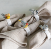 Stoneware Napkin Rings with Perched Birds (set of 4) - Juniper Collective LLC
