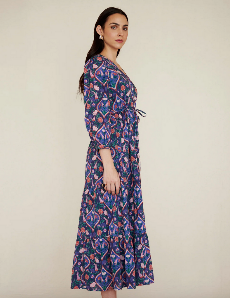 Castor Dress in Persian Tile Lapis - Juniper Collective LLC