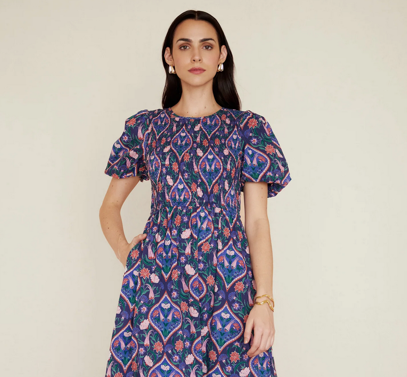 Quant Dress in Persian Tile Lapis - Juniper Collective LLC