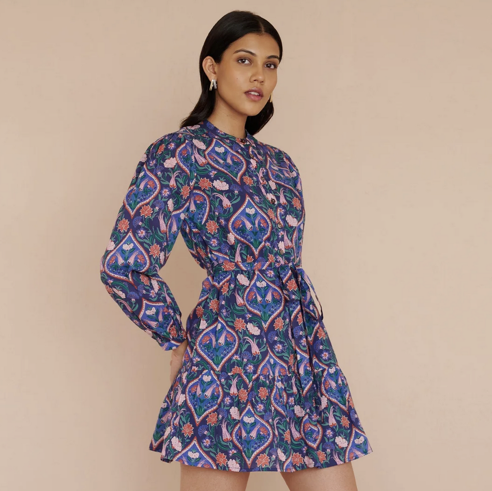 Roma Dress in Persian Tile Lapis - Juniper Collective LLC