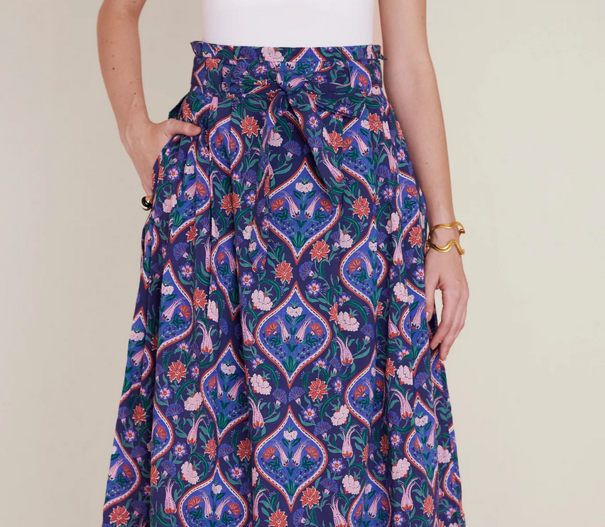 Tobias Skirt in Persian Tile Lapis - Juniper Collective LLC