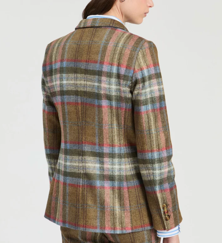 Green Single Breasted Soft Plaid Blazer - Juniper Collective LLC