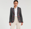 Grey Blazer with Floral Embroidery - Juniper Collective LLC