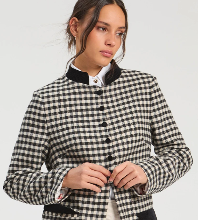 Long Black & White Check Jacket - Juniper Collective LLC