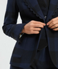 Blue & Black Buffalo Check Blazer with Scallop Detail - Juniper Collective LLC
