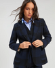 Blue & Black Buffalo Check Blazer with Scallop Detail - Juniper Collective LLC