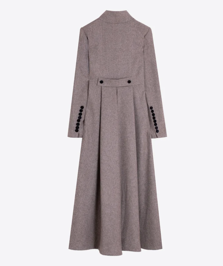 Long Wool Herringbone Coat in Brown - Juniper Collective LLC